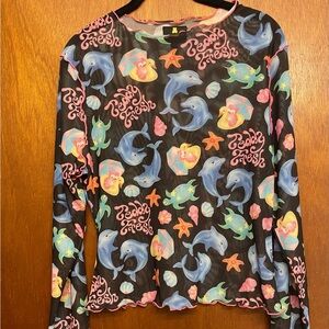 Teddy Fresh Multicolor Mesh Top with Dolphin Design